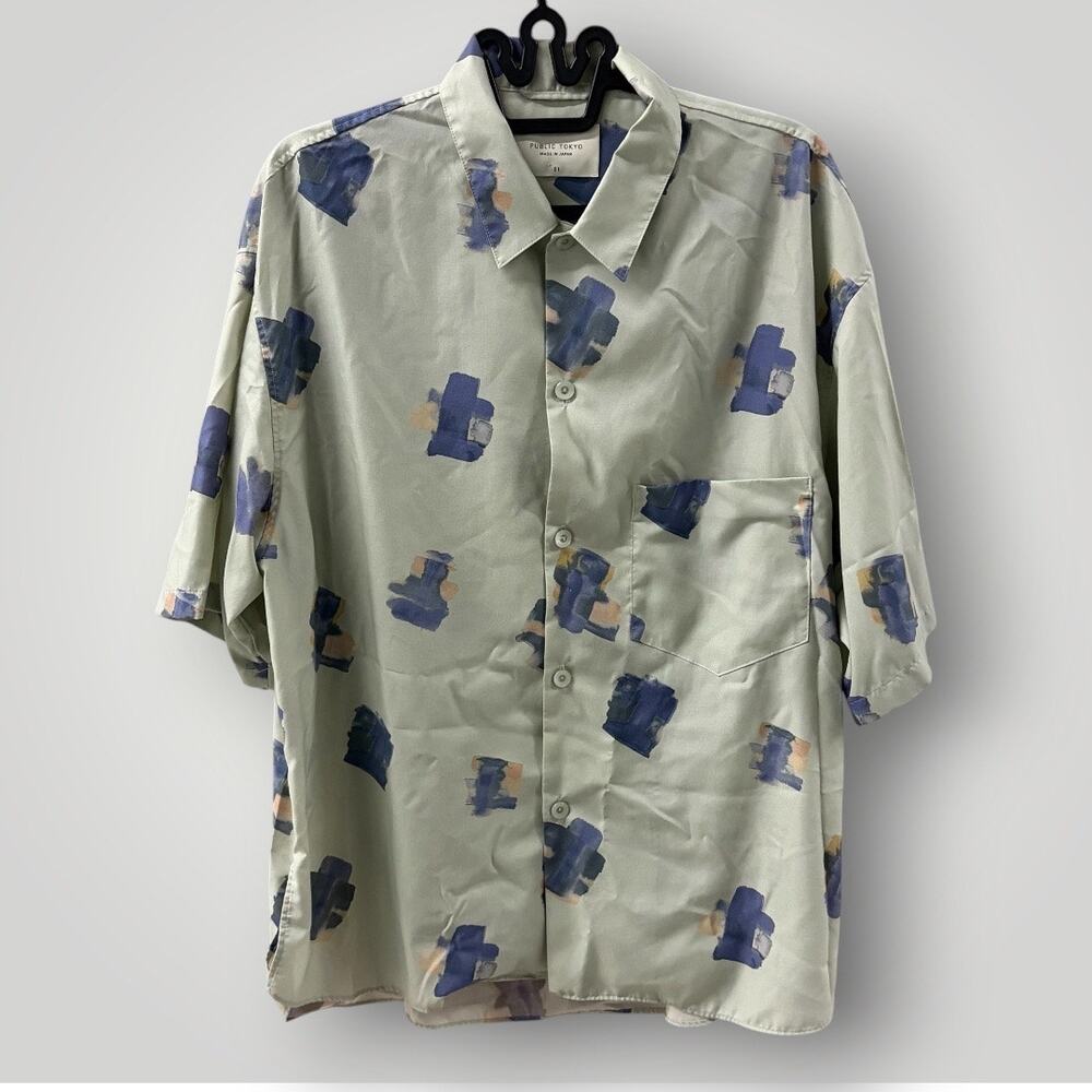 Public Tokyo City Boy Boxy Fit Abstract Print Button Down Shirt Japan Size 1